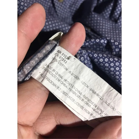 Mens Marc Ecko Button Up Shirt Patterned Casual Formal Dark Blue - Picture 6 of 6